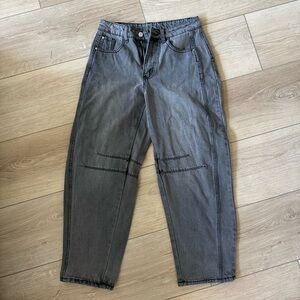 Trendy Gray Denim Barrel Jeans